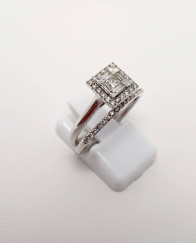 9K White Gold 0.34Ct Diamond Bridal Set