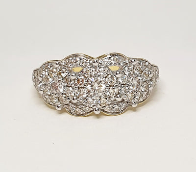 9K White & Yellow Gold Ring Set with 61 Diamonds