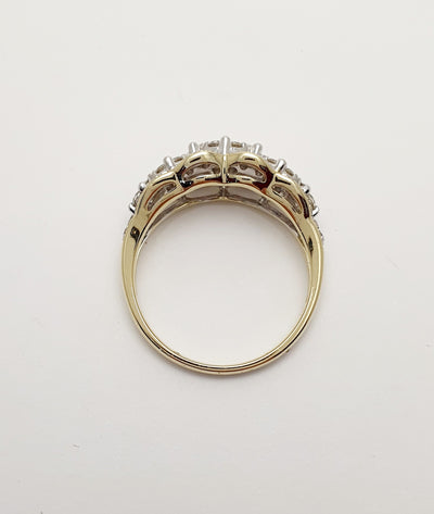 9K White & Yellow Gold Ring Set with 61 Diamonds