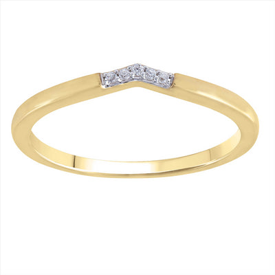 9ct Yellow Gold Diamond Ring with Slight V Shape 0.02ct HI I1