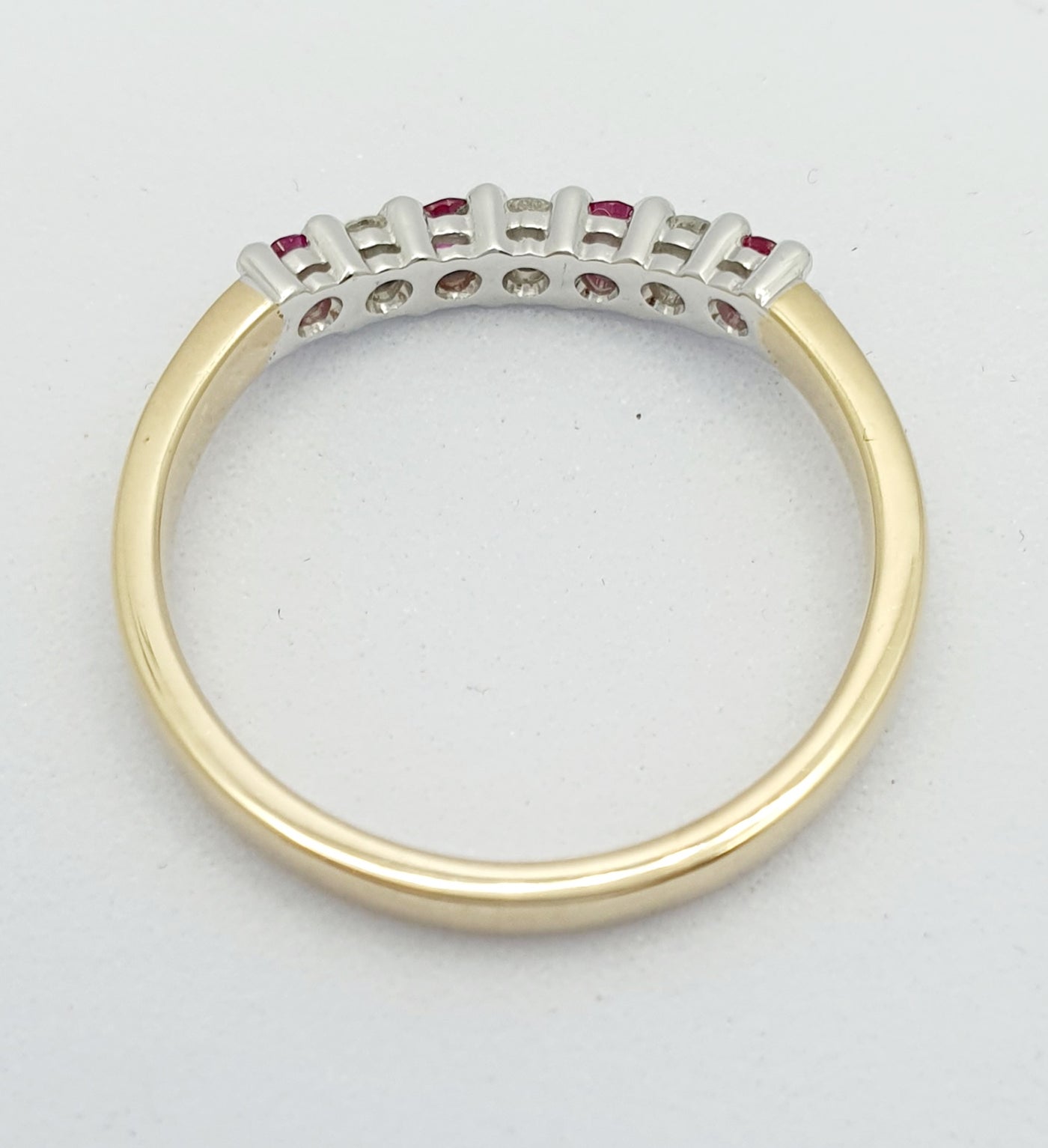 Mark McAskill Designed, 9ct Yellow & White Gold, Ruby & Diamond, Curved Eternity Ring