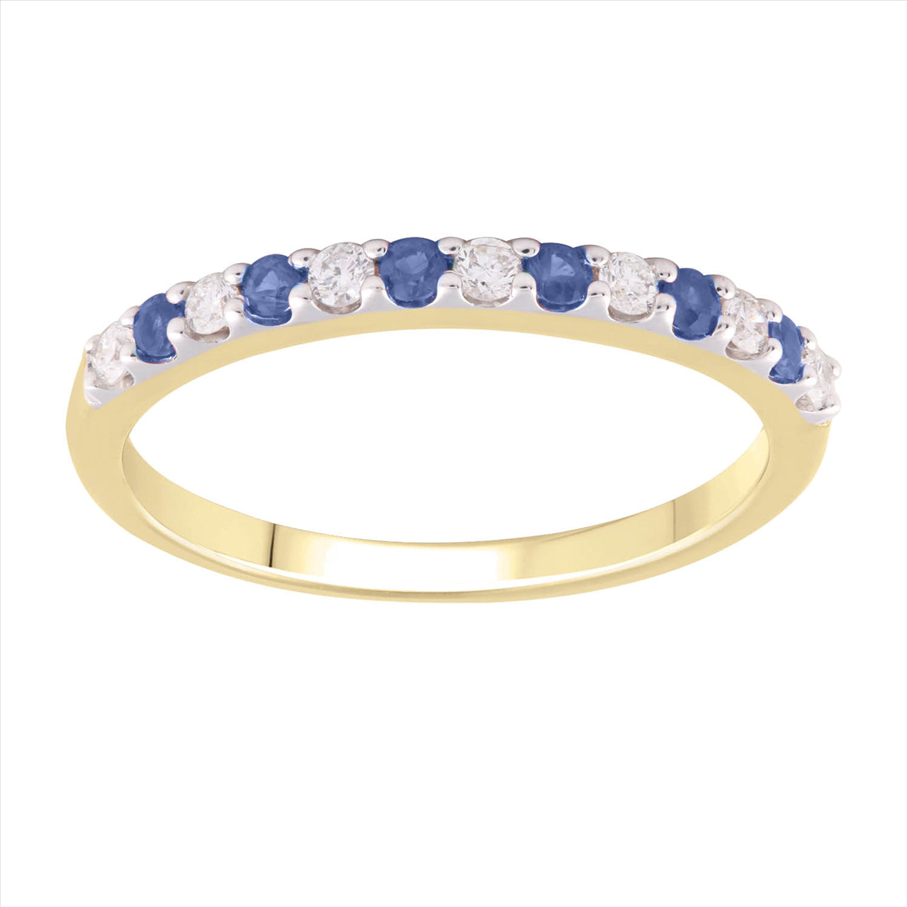 9K Yellow Gold 0.15Ct Hi I1 Diamond & Sapphire Rng