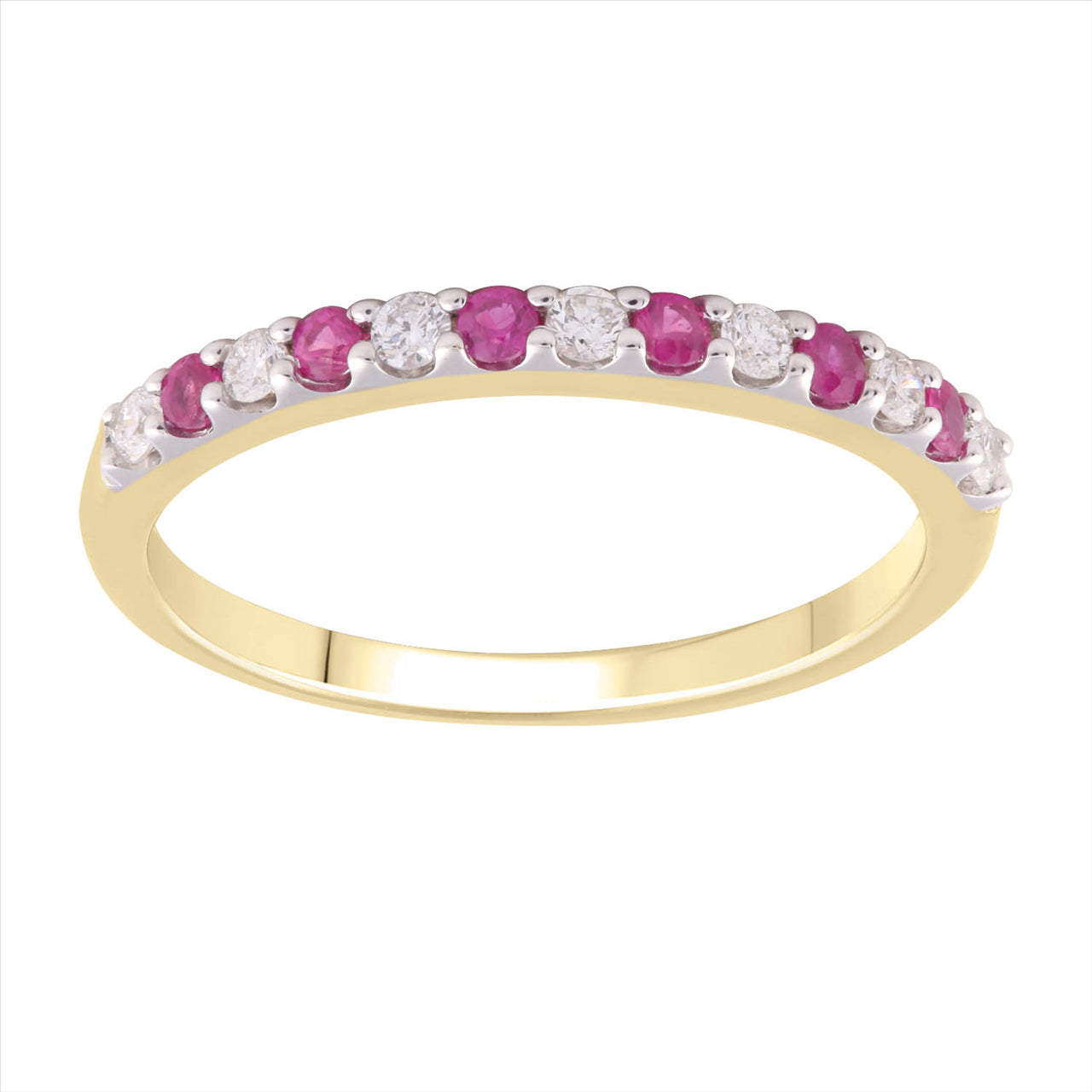 9K Yellow Gold 0.15Ct Hi I1 Diamond & Ruby Ring