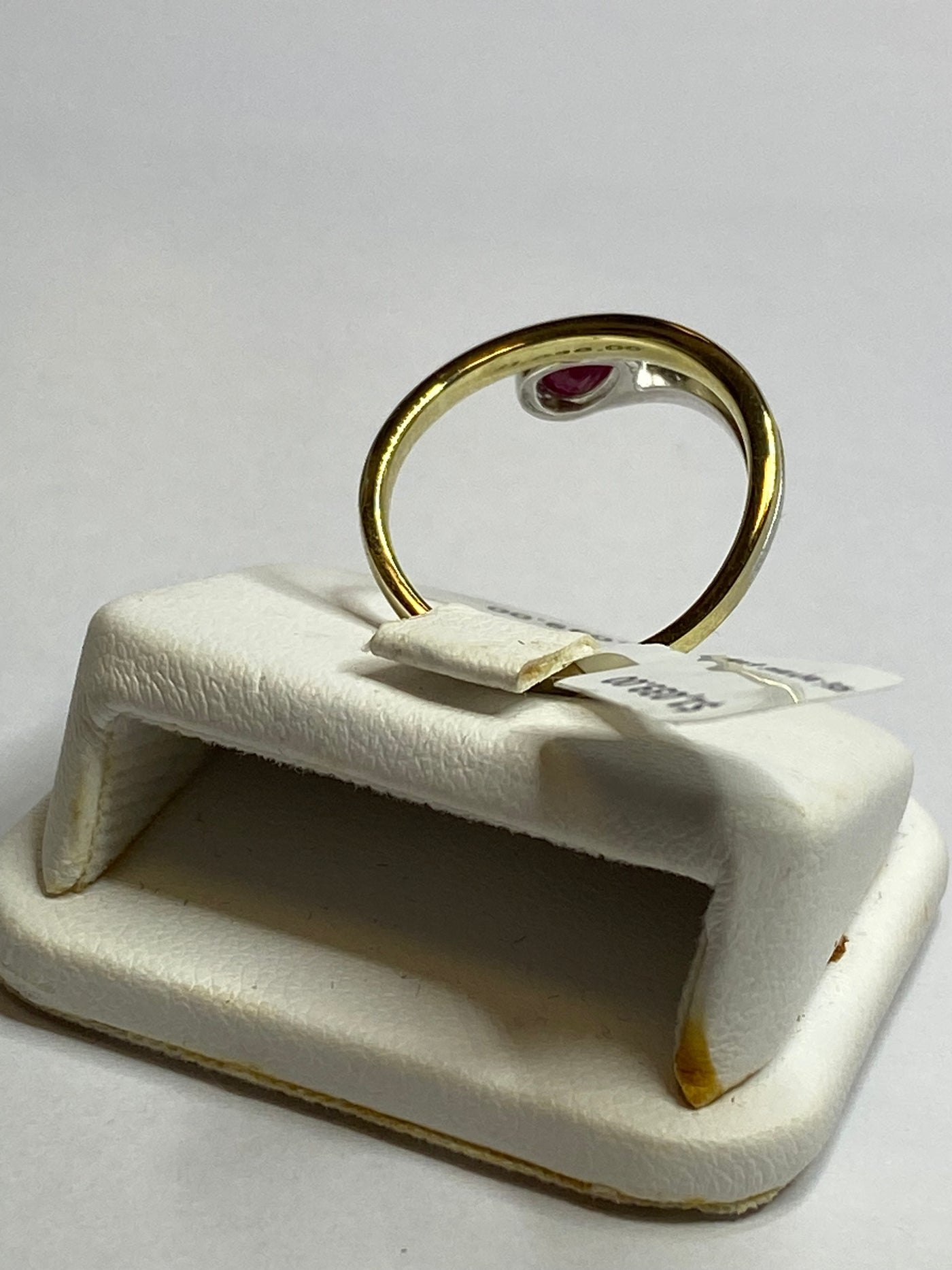 Sterling Silver With Rhodium plated & Gold plated Natural Ruby & White Sapphire Ring