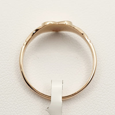9ct Rose Gold, Heart Signet Ring. Size L