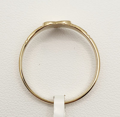 9ct Yellow Gold Heart Signet Ring with Red Stone. Instock Sizes, N, O, P, Q