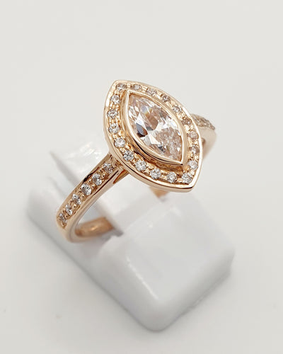 9ct Rose Gold, Marquise Cubic Zircona Ring