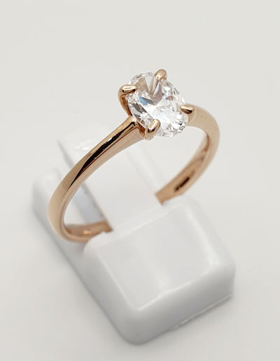 9ct Rose Gold Solitaire Cubic Zirconia Ring