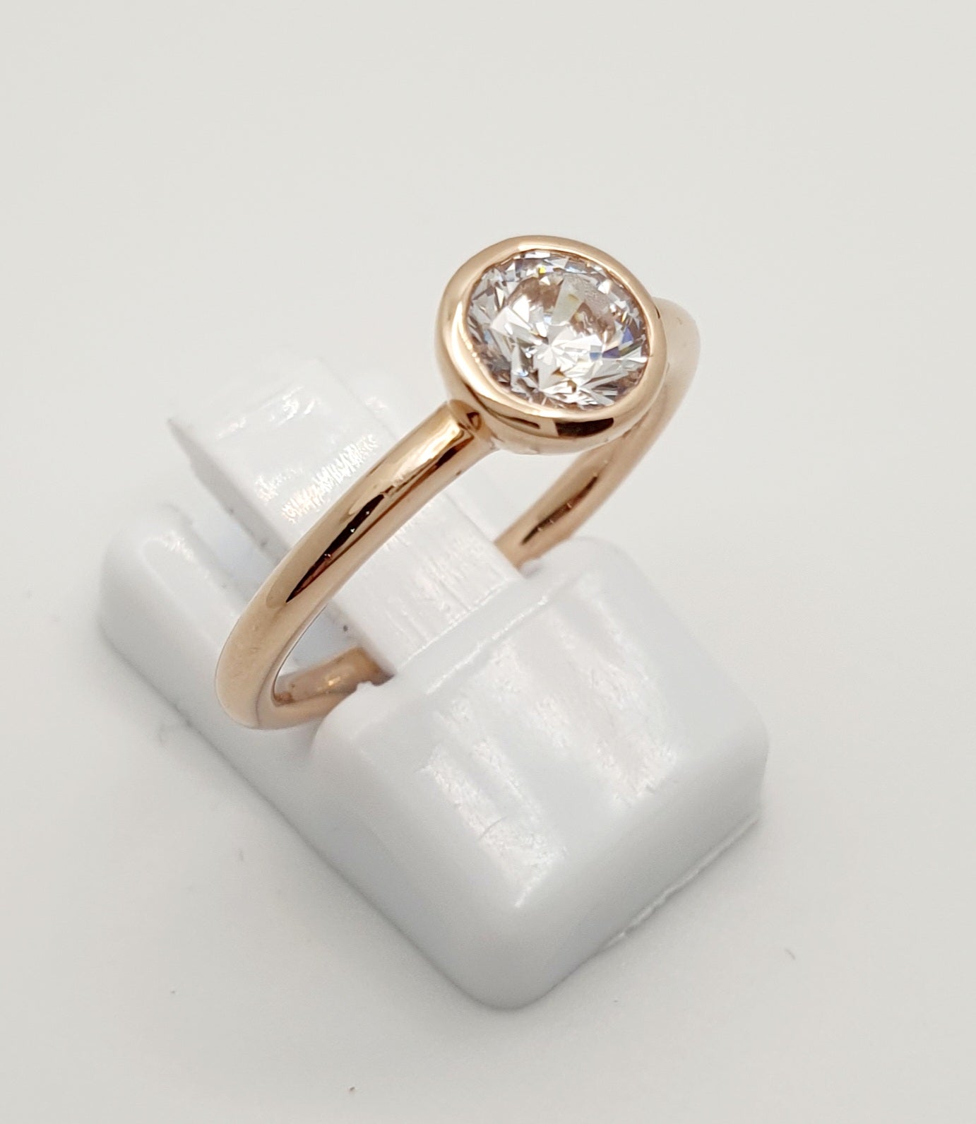 9ct Rose Gold CZ Solitaire Ring