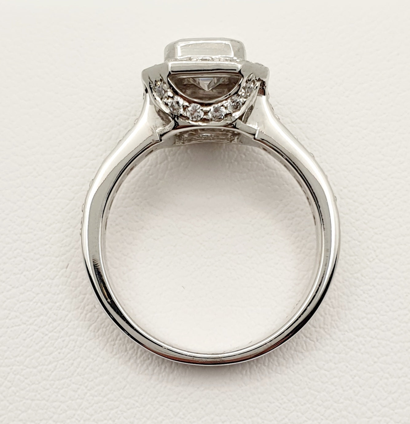 9ct White Gold Cubic Zirconia Ring With Emerald Cut Centre Stone