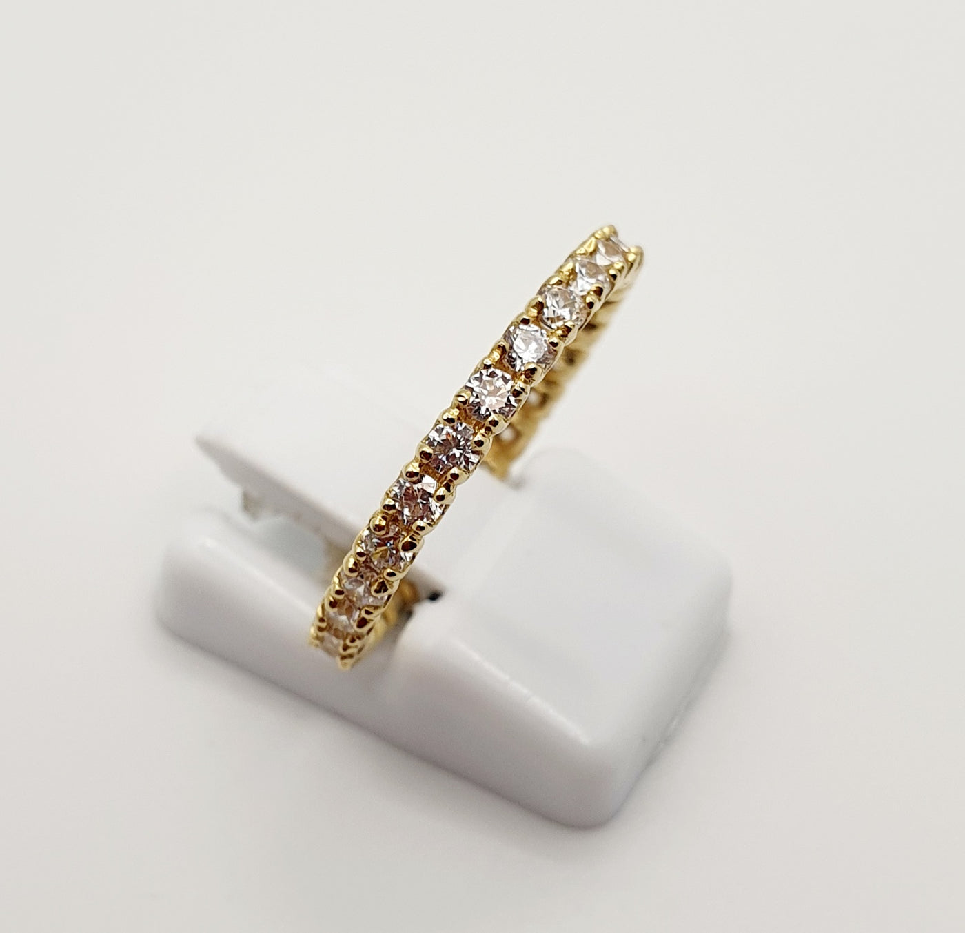 9ct Yellow Gold Ring, Set With Cz's All The Way Around The Band