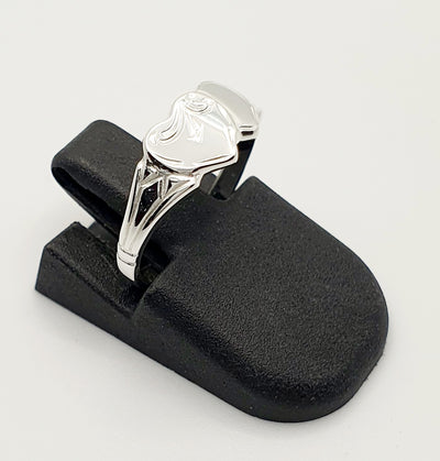 S/S Double Heart Signet Ring. Size F