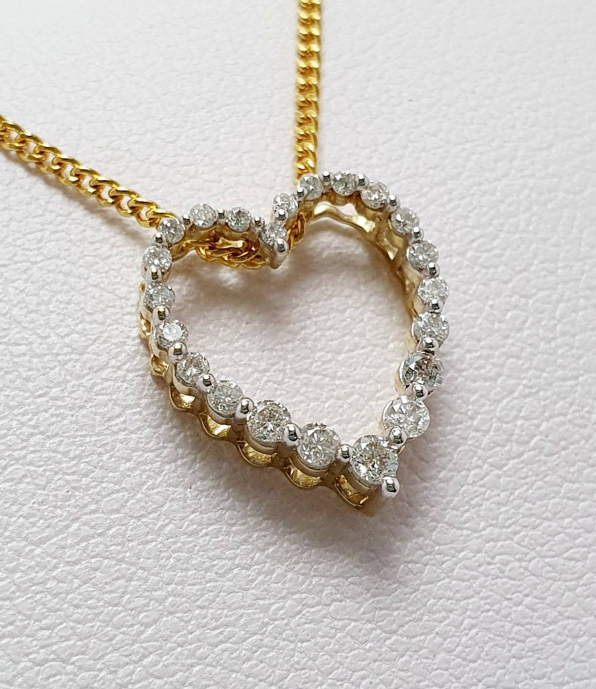 10Ct Yellow Gold Diamond Heart Slider Pendant With 0.25Ct Of Diamonds