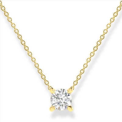 9K Yellow Gold Round 0.25Ct Hi I1 Diamond Necklace & Chain 40-50Cm