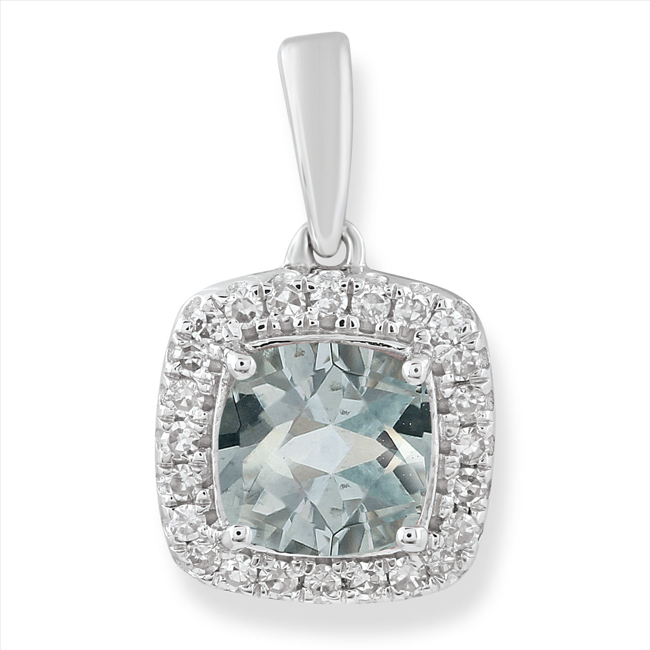 9K Wh Gld 0.08Ct Hi I1 Dia Aquamarine Pt
