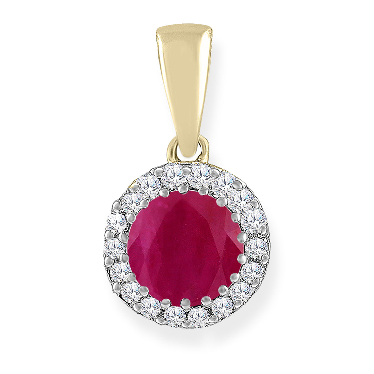 9K Ylw Gold 0.03Ct Hi I1 Diamond & Ruby Pendant