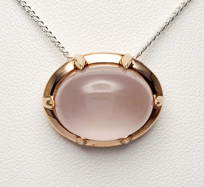 Mark McAskill Designed, 9ct Rose Gold, Cabochon Cut Rose Quartz Pendant