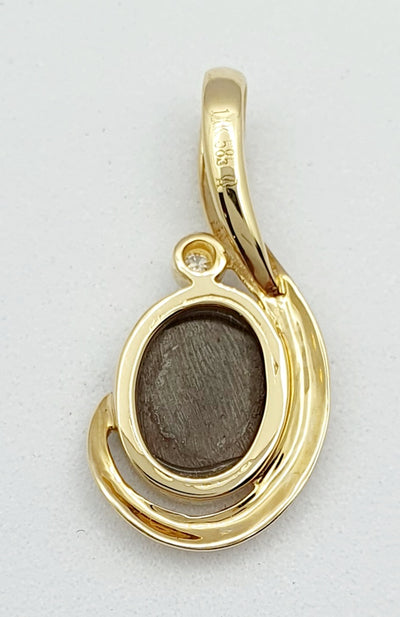 14ct Yellow Gold, Black Opal and Diamond Pendant