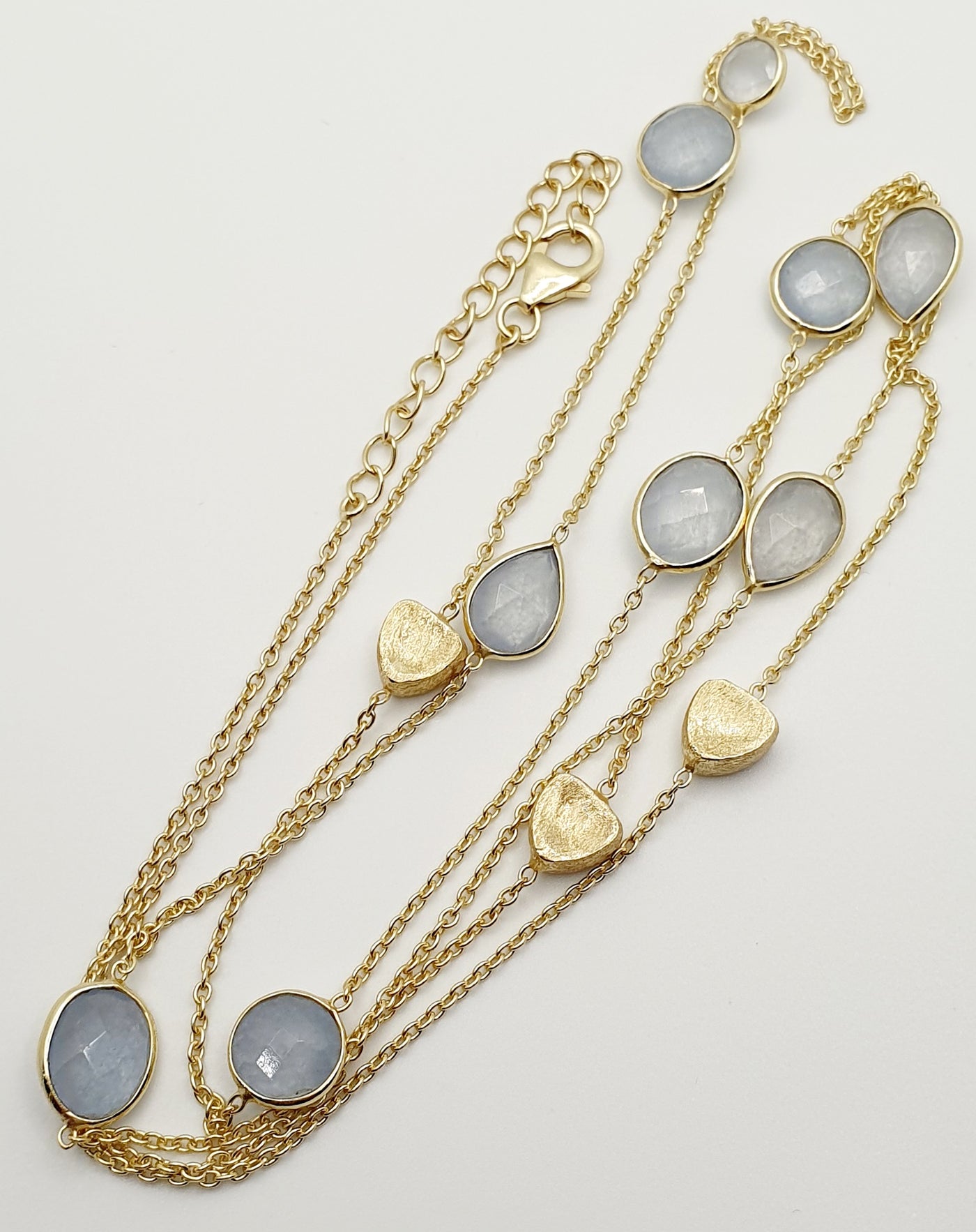 S/S, 18K Yellow Gold Plated (0.3 microns) Lab-created Light Chalcedony 90-95cm Necklace