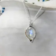 Handmade Sterling Silver Fluid Silver Moonstone Pendant