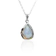 Handmade Sterling Silver Droplet Rainbow Moonstone Pendant
