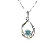 Handmade Sterling Silver undulating Blue Topaz Pendant