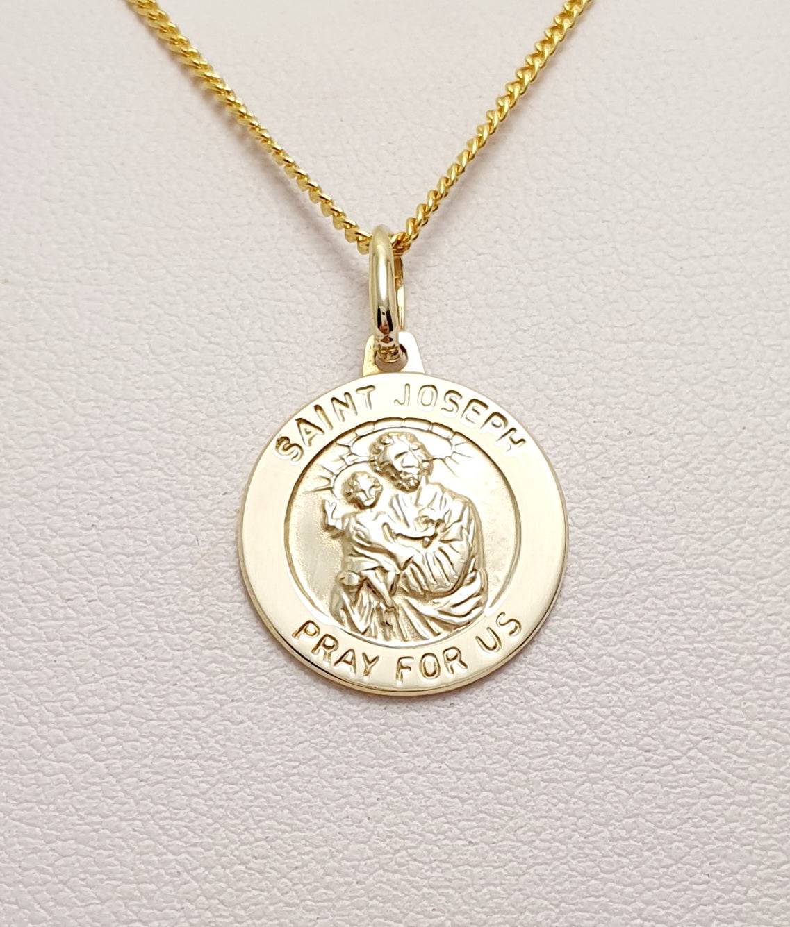 9Ct Yellow Gold St Joseph Medallion Pendant