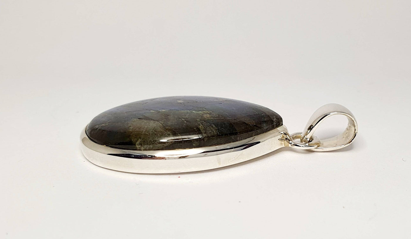 Handmade Silver 35mm Pear shaped Labrodite Pendant