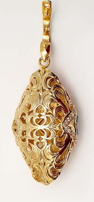 Handmade Silver & Gold Plated large Oval Citrine & Topaz Enhancer Pendant