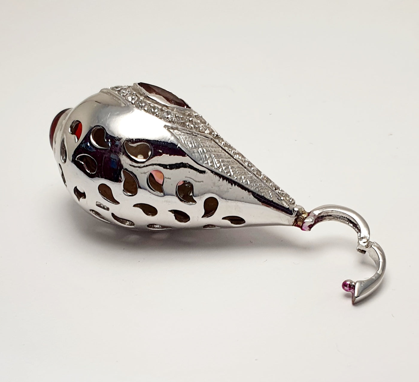 Handmade Silver Ornate drop shape Tourmaline & Zircon Enhancer Pendant