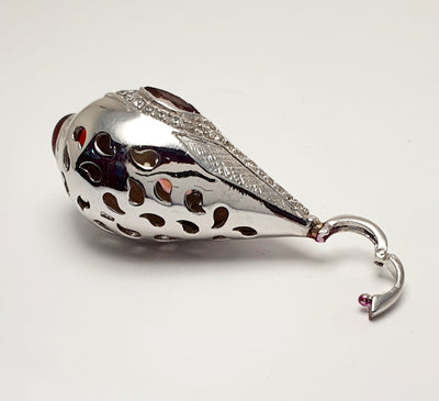 Handmade Silver Ornate drop shape Tourmaline & Zircon Enhancer Pendant