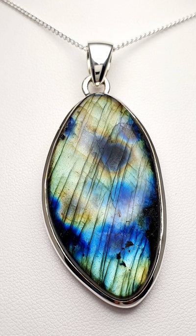 Handmade Silver Freeform 40mm Labradorite Pendant