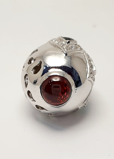 Handmade Silver Ornate Natural Tourmaline & Garnet Enhancer Pendant