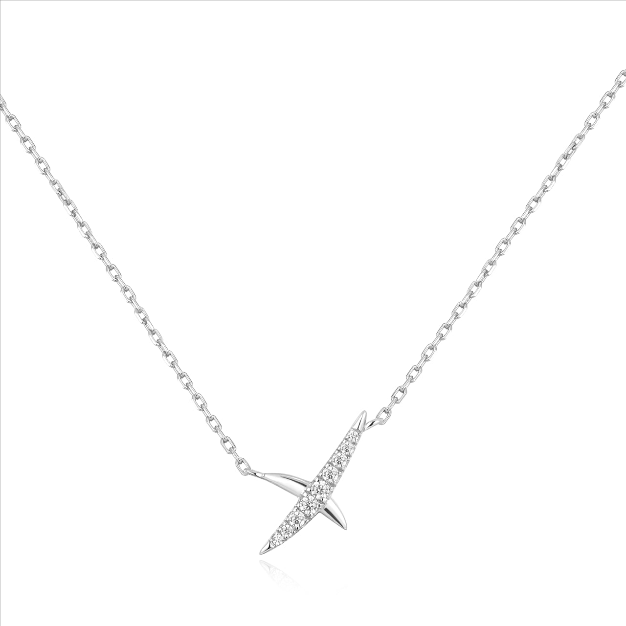 Ania Haie Twinkle Silver Kiss Pave Necklace 40+5Cm