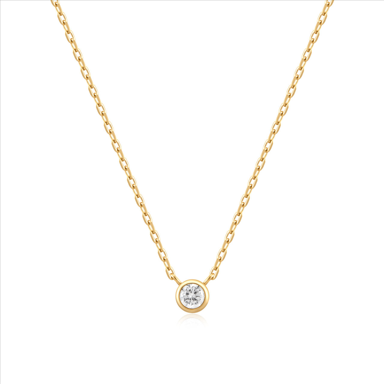Ania Haie Sunshine Sterling Silver/God Plated Bezel Set CZ Necklace 40+5Cm