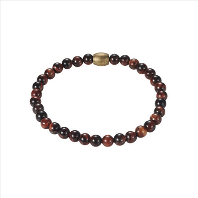 Cudsworth Men's Red Tigers Eye & Brushed Ion Plated Gold Stainless Steel Bracelet