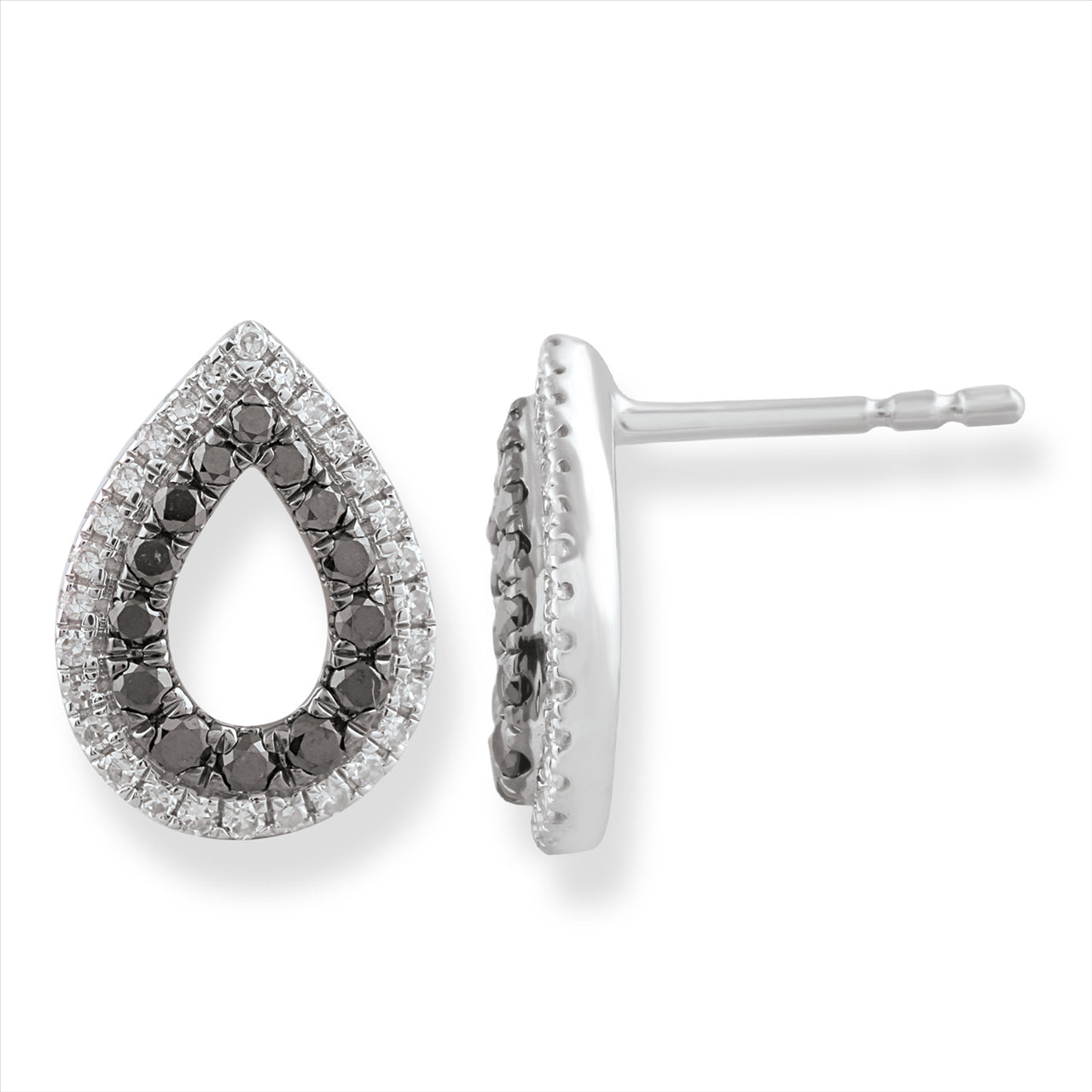 * 9K White Gold 0.40Ct Hi I1 Black & White Diamond Earrings