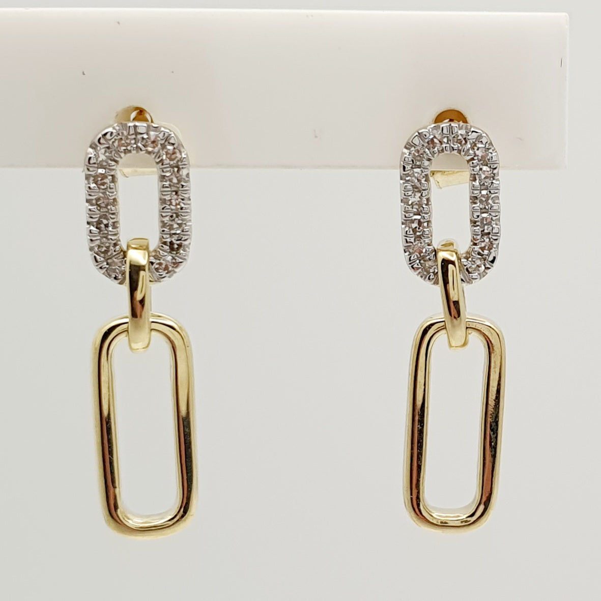 9ct Yellow Gold Diamond Set Drop, Stud Earrings 0.10ct HI I1