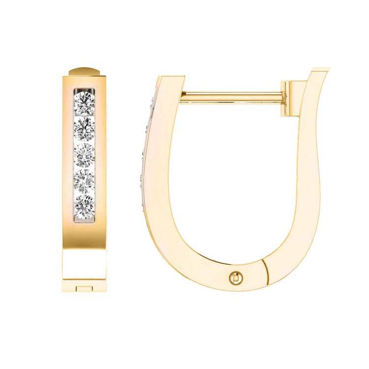 9ct Yellow Gold, Oval Diamond Huggie Earrings 0.15ct JK I1-2