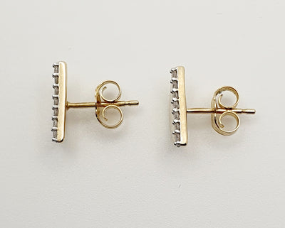10ct Yellow Gold, Half Circle Diamond Set Stud Earrings 0.12ct TDW