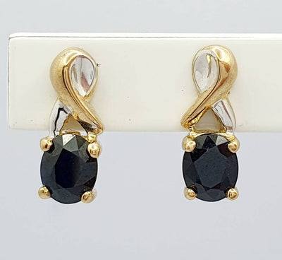 9ct Yellow Gold Sapphire Earrings With White Gold Accents