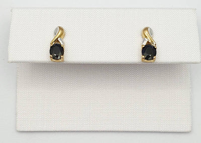 9ct Yellow Gold Sapphire Earrings With White Gold Accents