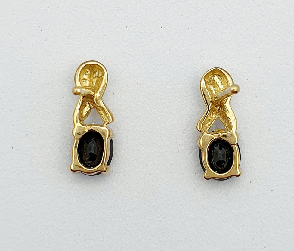 9ct Yellow Gold Sapphire Earrings With White Gold Accents