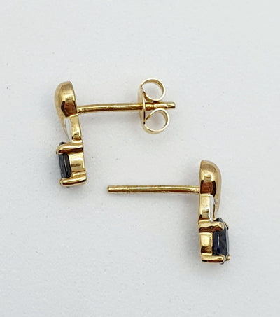 9ct Yellow Gold Sapphire Earrings With White Gold Accents