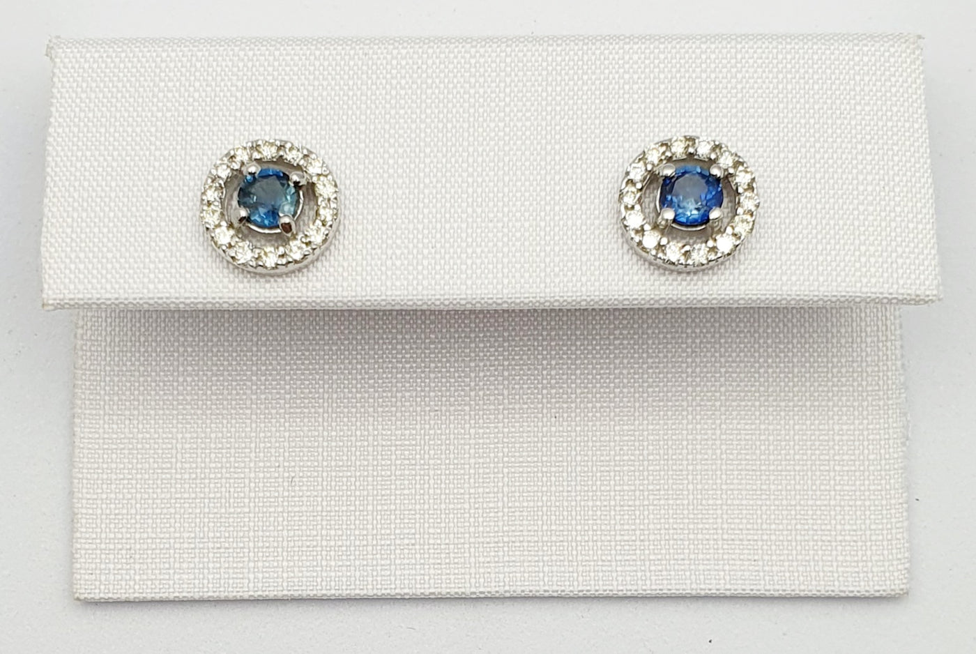 Mark McAskill Designed, 9ct White Gold, Sapphire And Diamond Stud Earrings.