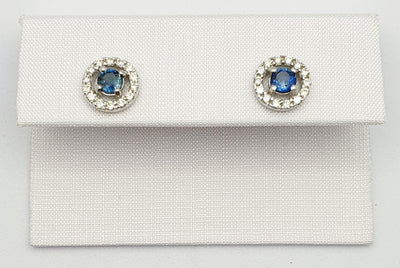Mark McAskill Designed, 9ct White Gold, Sapphire And Diamond Stud Earrings.