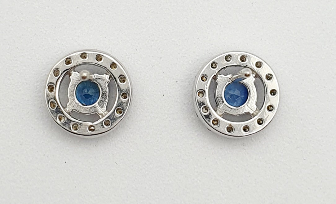 Mark McAskill Designed, 9ct White Gold, Sapphire And Diamond Stud Earrings.