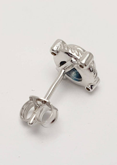 9ct White Gold, London Blue Topaz and Diamond Stud Earrings