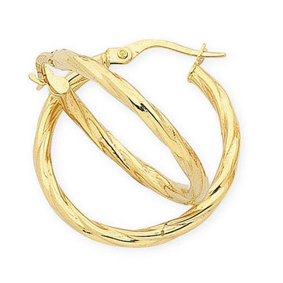 9CT GOLD SILVER FILLED TWIST HOOP EARRINGS