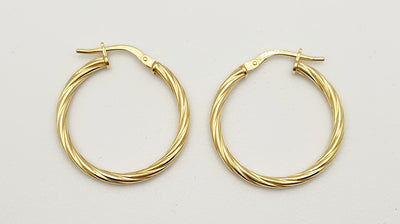 9CT GOLD SILVER FILLED TWIST HOOP EARRINGS